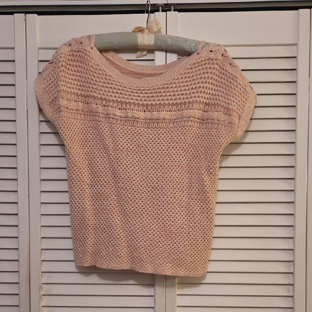 Lucky Brand Beigey Peach Knit Sweater Top Size M